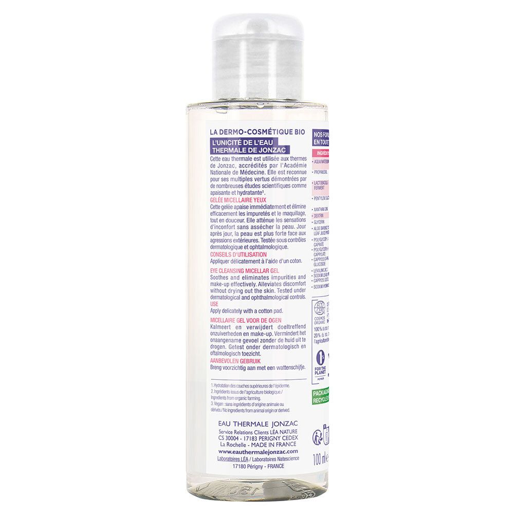 Jonzac Gel Micellaire Démaquillant Yeux Bio Peaux Intolérantes