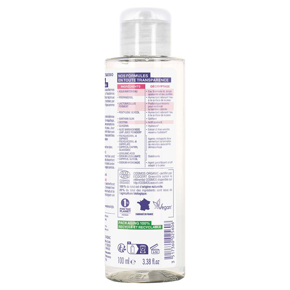 Jonzac Gel Micellaire Démaquillant Yeux Bio Peaux Intolérantes