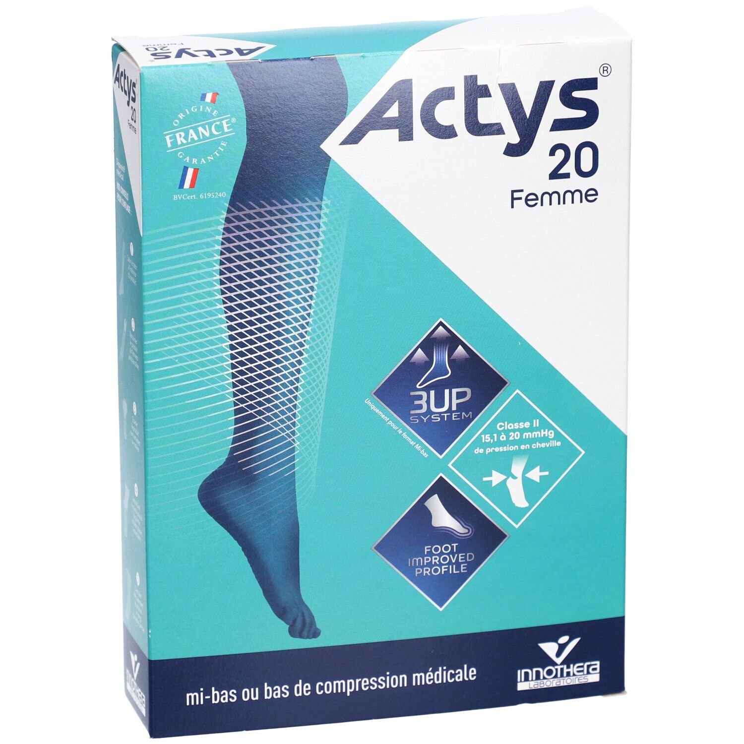 ACTYS 20 FEMME - Bas cuisse médical de compression, antiglisse, classe 2,  femme. naturel,
