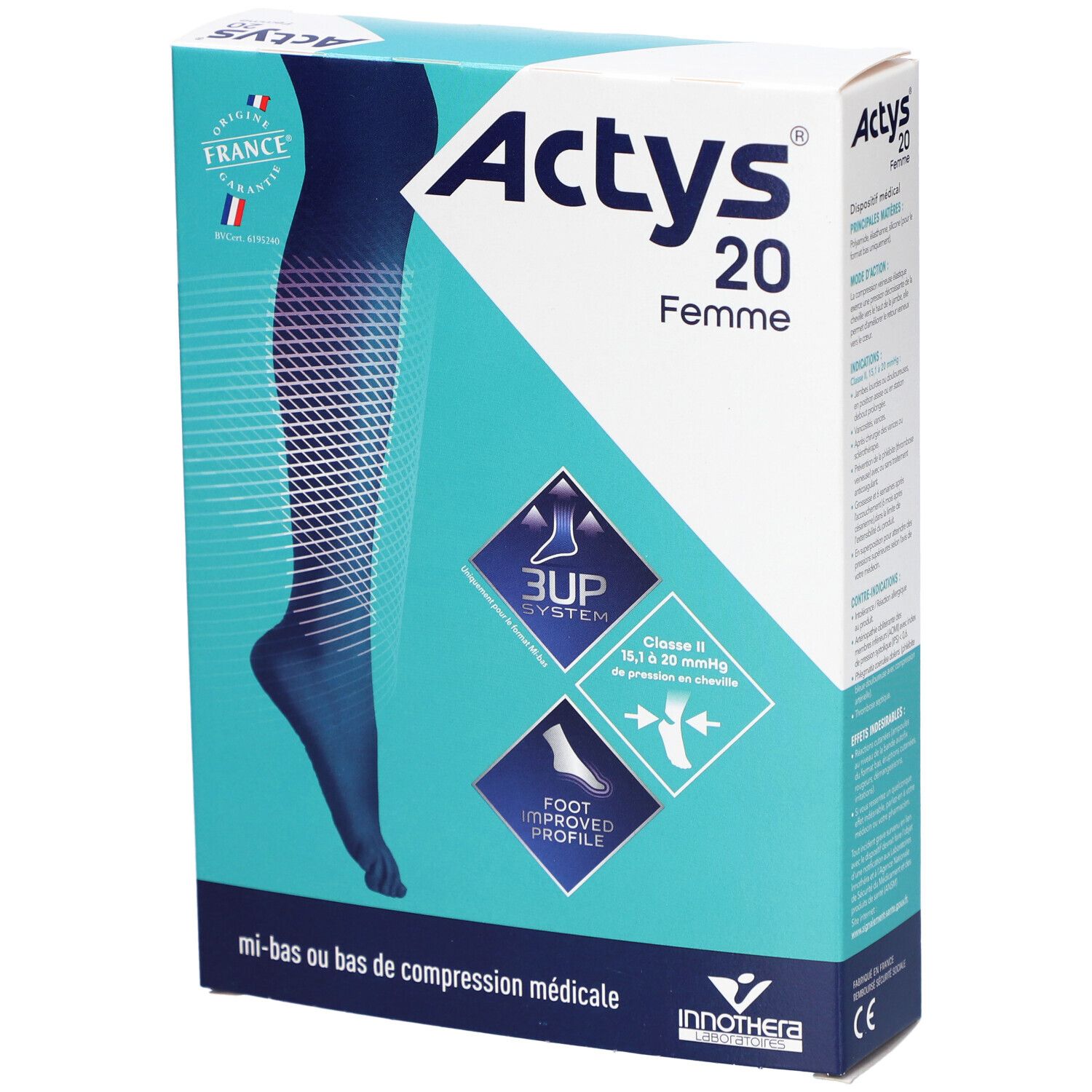 ACTYS 20 FEMME - Bas cuisse médical de compression, antiglisse, classe 2,  femme. noir, co