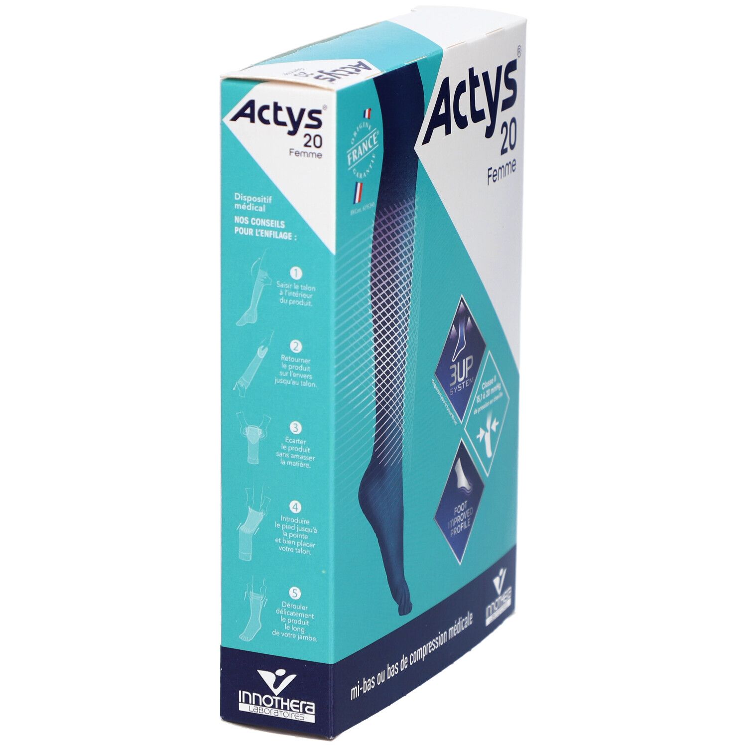 ACTYS 20 FEMME - Bas cuisse médical de compression, antiglisse, classe 2,  femme. noir, co