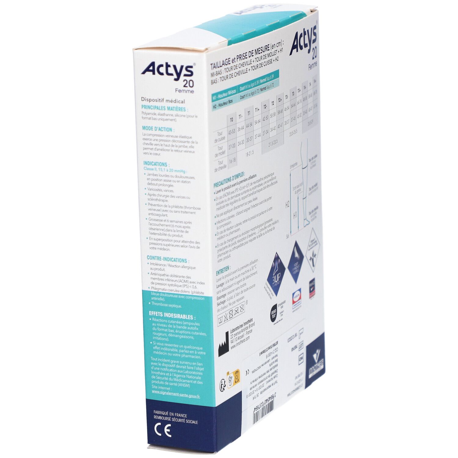 ACTYS 20 FEMME - Bas cuisse médical de compression, antiglisse, classe 2,  femme. noir, co