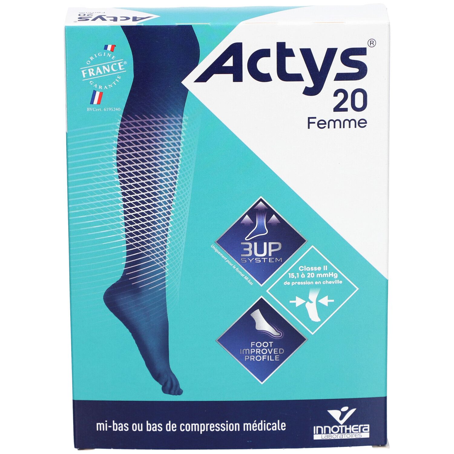 ACTYS 20 FEMME - Bas cuisse médical de compression, antiglisse, classe 2,  femme. noir, co