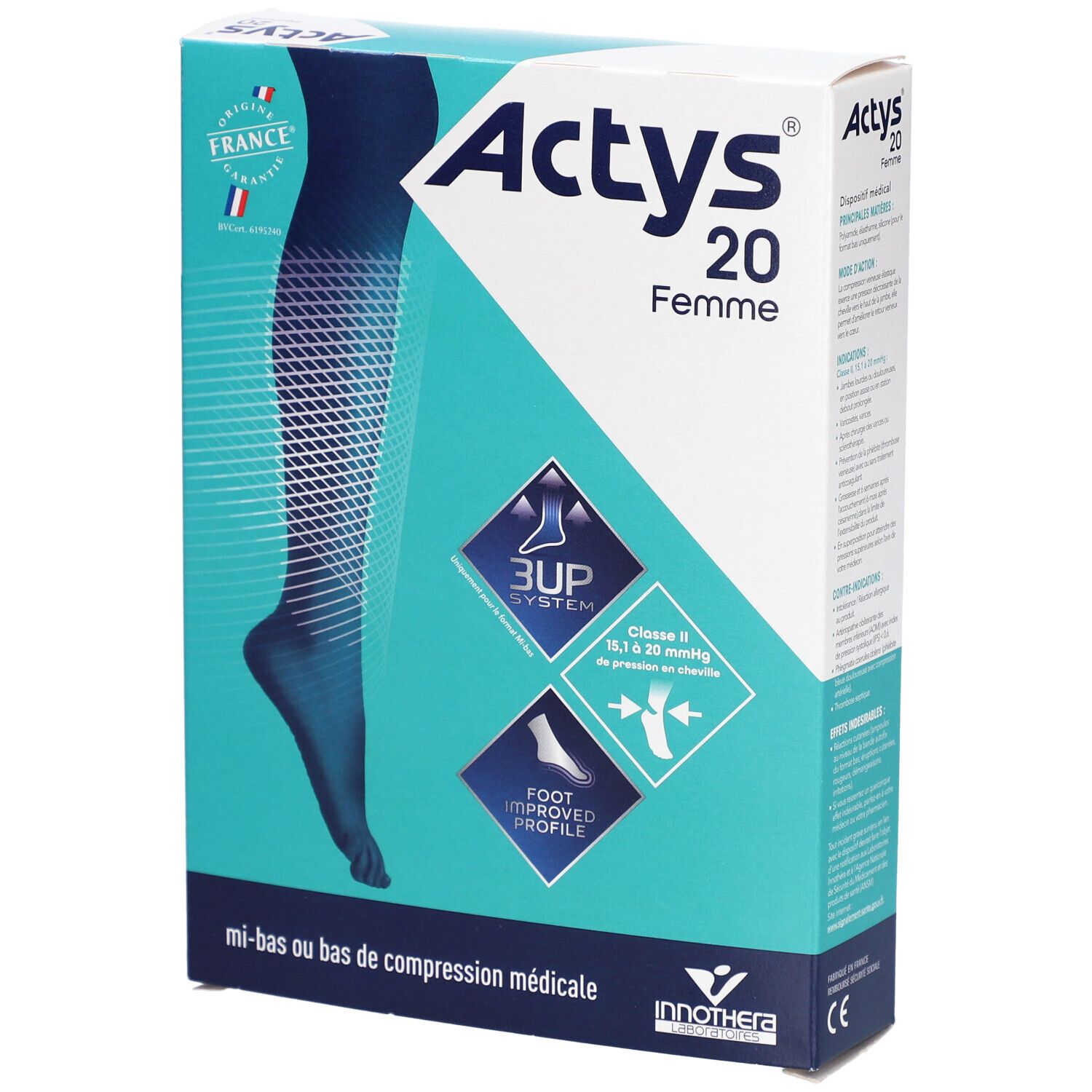 ACTYS 20 MOINS FEMME - Bas cuisse médical de compression, autofix, classe 2, cuisse fine.
