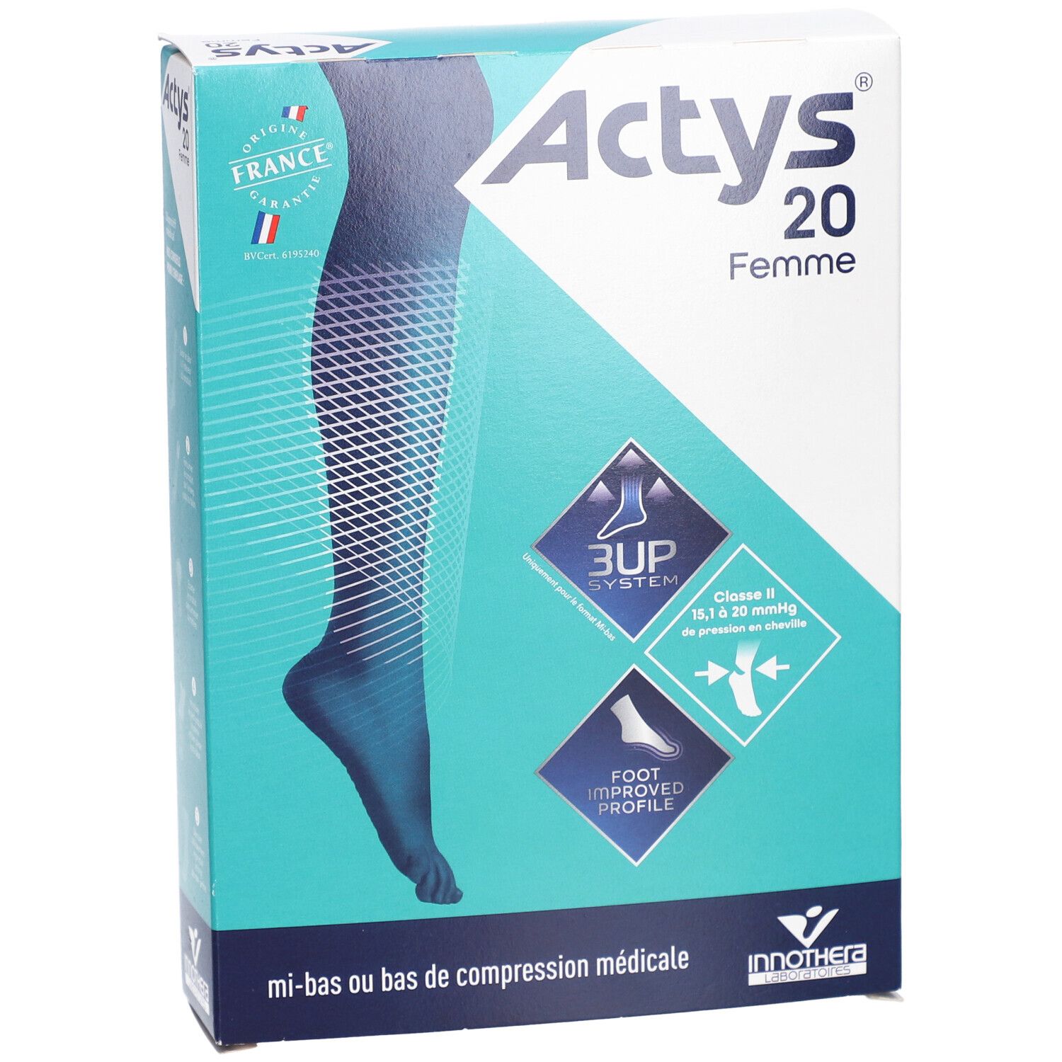 ACTYS 20 MOINS FEMME - Bas cuisse médical de compression, autofix, classe 2, cuisse fine.