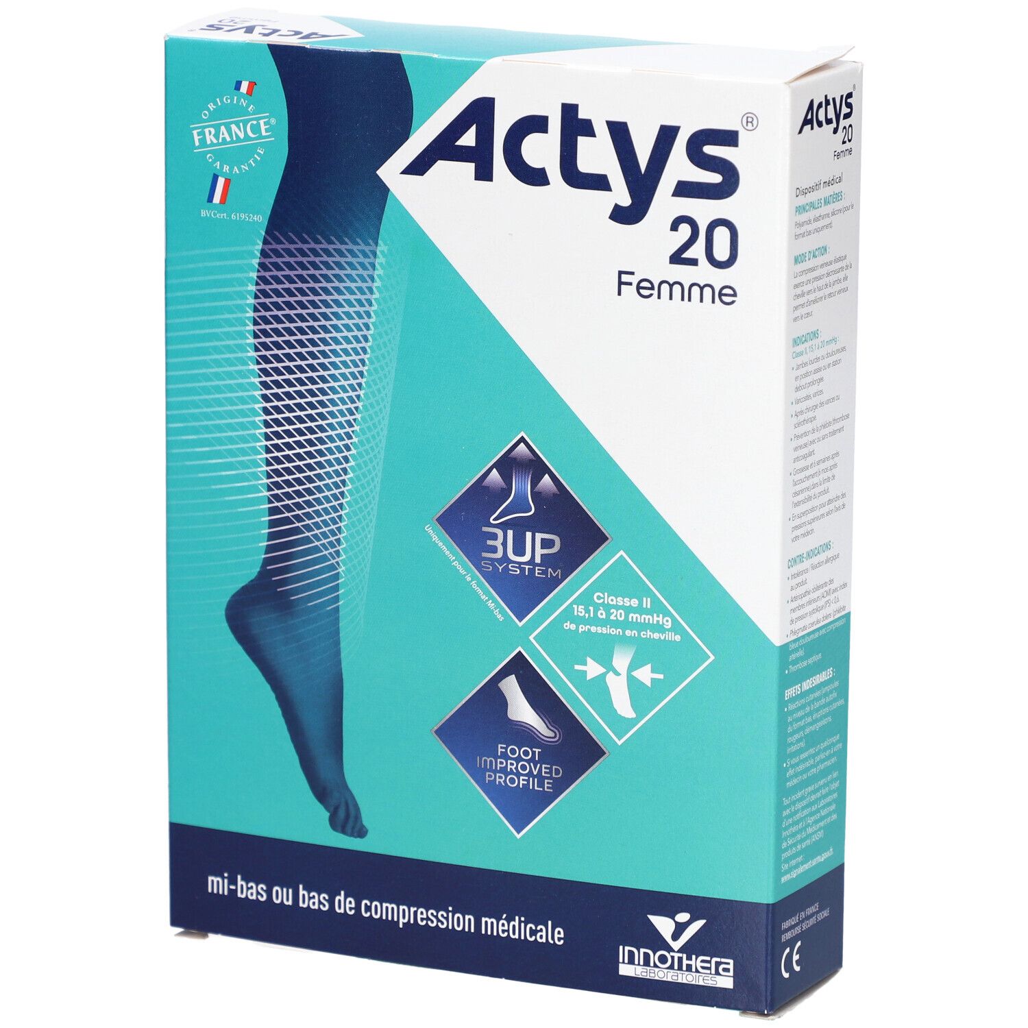 ACTYS 20 MOINS FEMME - Bas cuisse médical de compression, autofix, classe 2, cuisse fine.