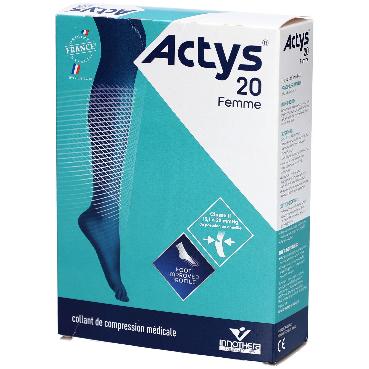ACTYS 20 FEMME - Collant médical de compression classe 2, femme. noir, normal, taille 4 -