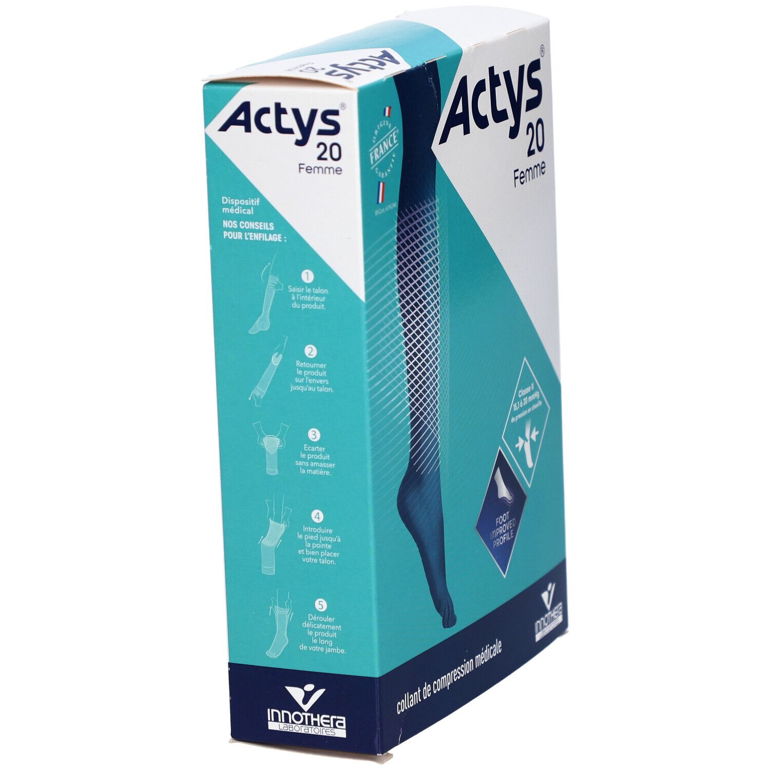 ACTYS 20 FEMME - Collant médical de compression classe 2, femme. noir, normal, taille 4 -