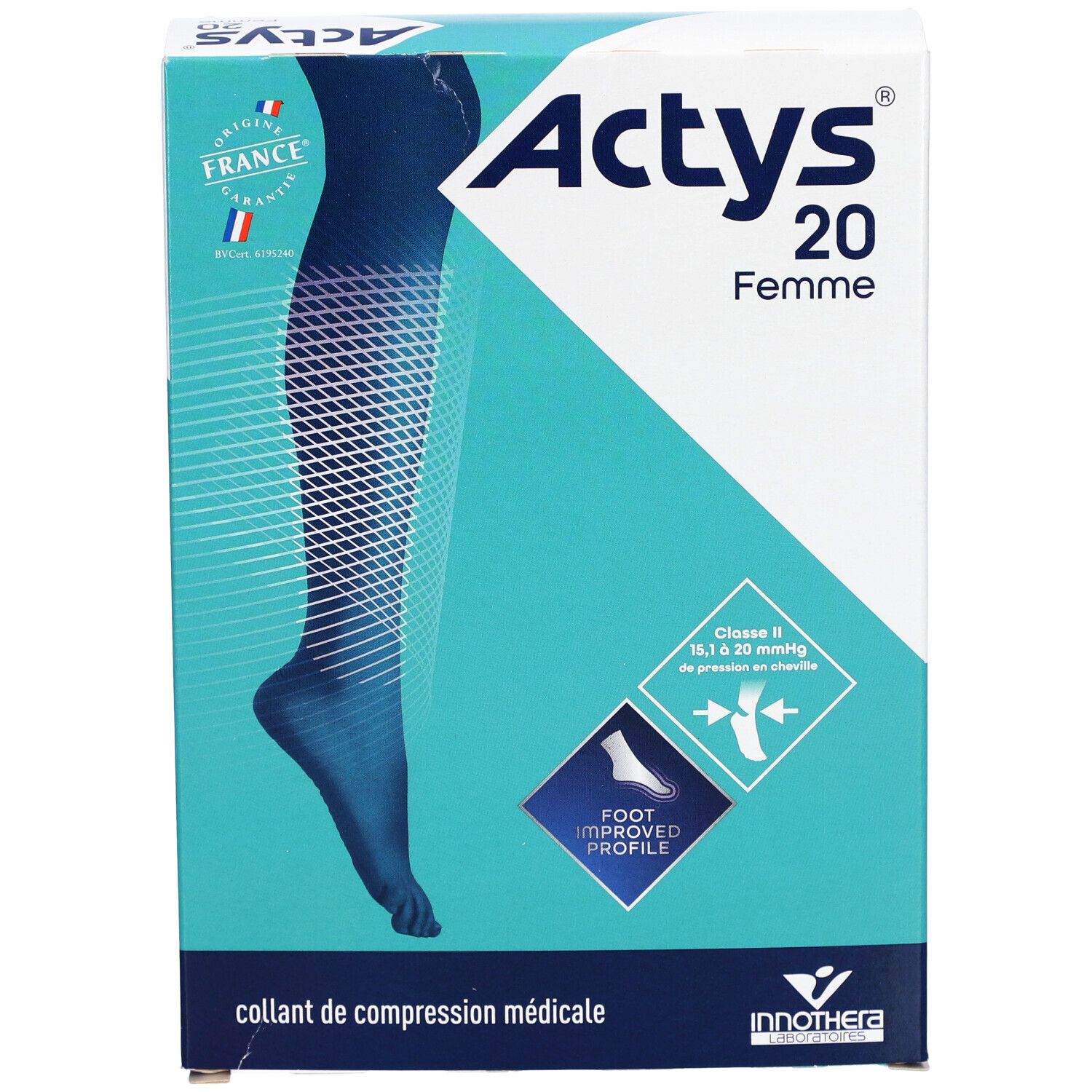 ACTYS 20 FEMME - Collant médical de compression classe 2, femme. noir, normal, taille 4 -