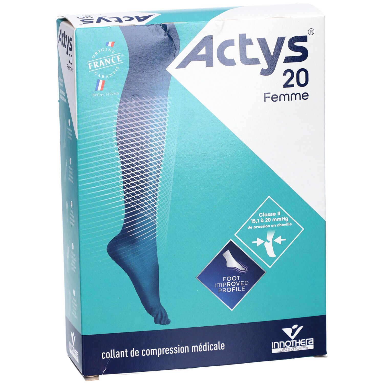 ACTYS 20 FEMME - Collant médical de compression classe 2, femme. noir, normal, taille 4 -