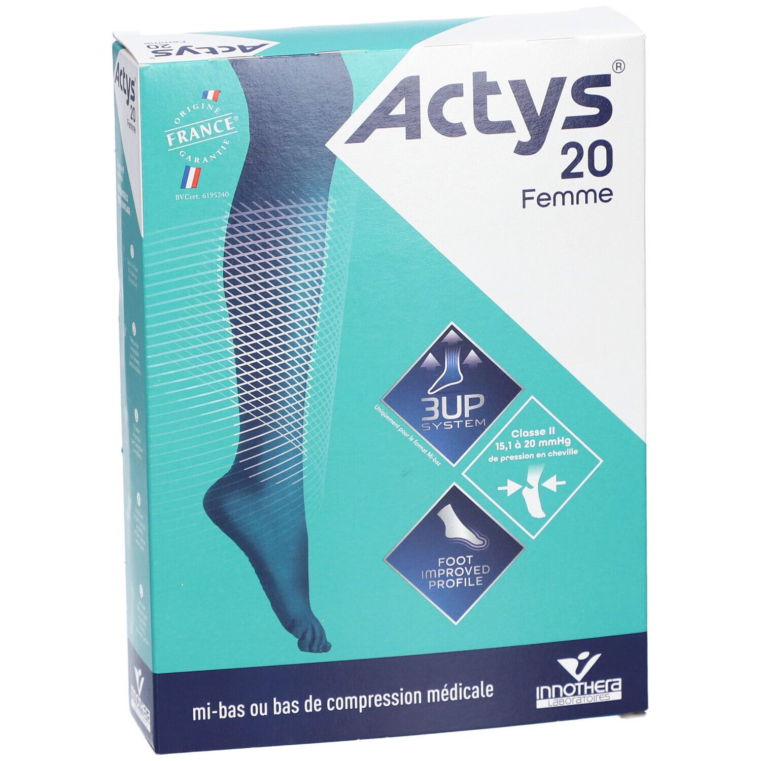 ACTYS 20 PLUS FEMME - Bas cuisse médical de compression, autofix, classe 2, cuisse forte.