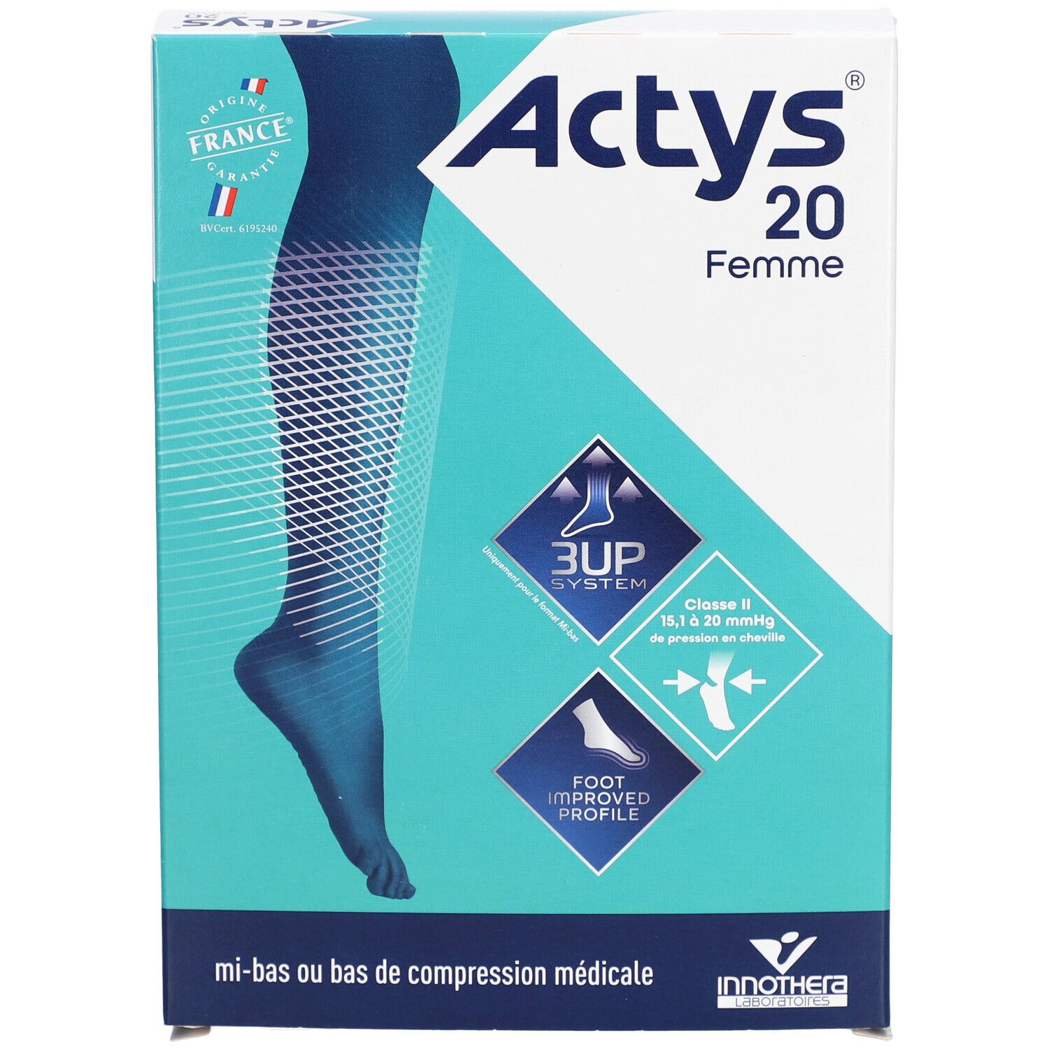 ACTYS 20 PLUS FEMME - Bas cuisse médical de compression, autofix, classe 2, cuisse forte.