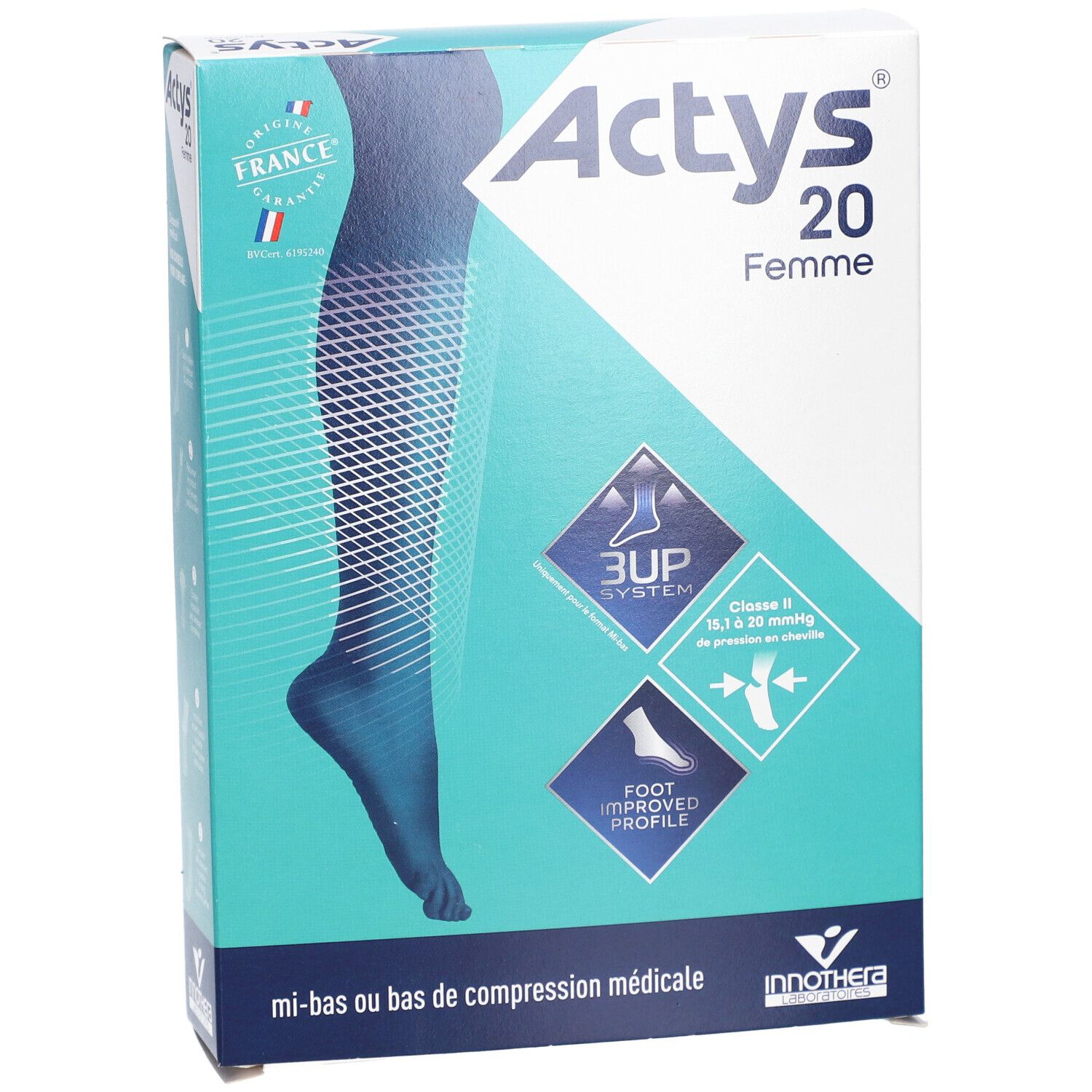 ACTYS 20 PLUS FEMME - Bas cuisse médical de compression, autofix, classe 2, cuisse forte.