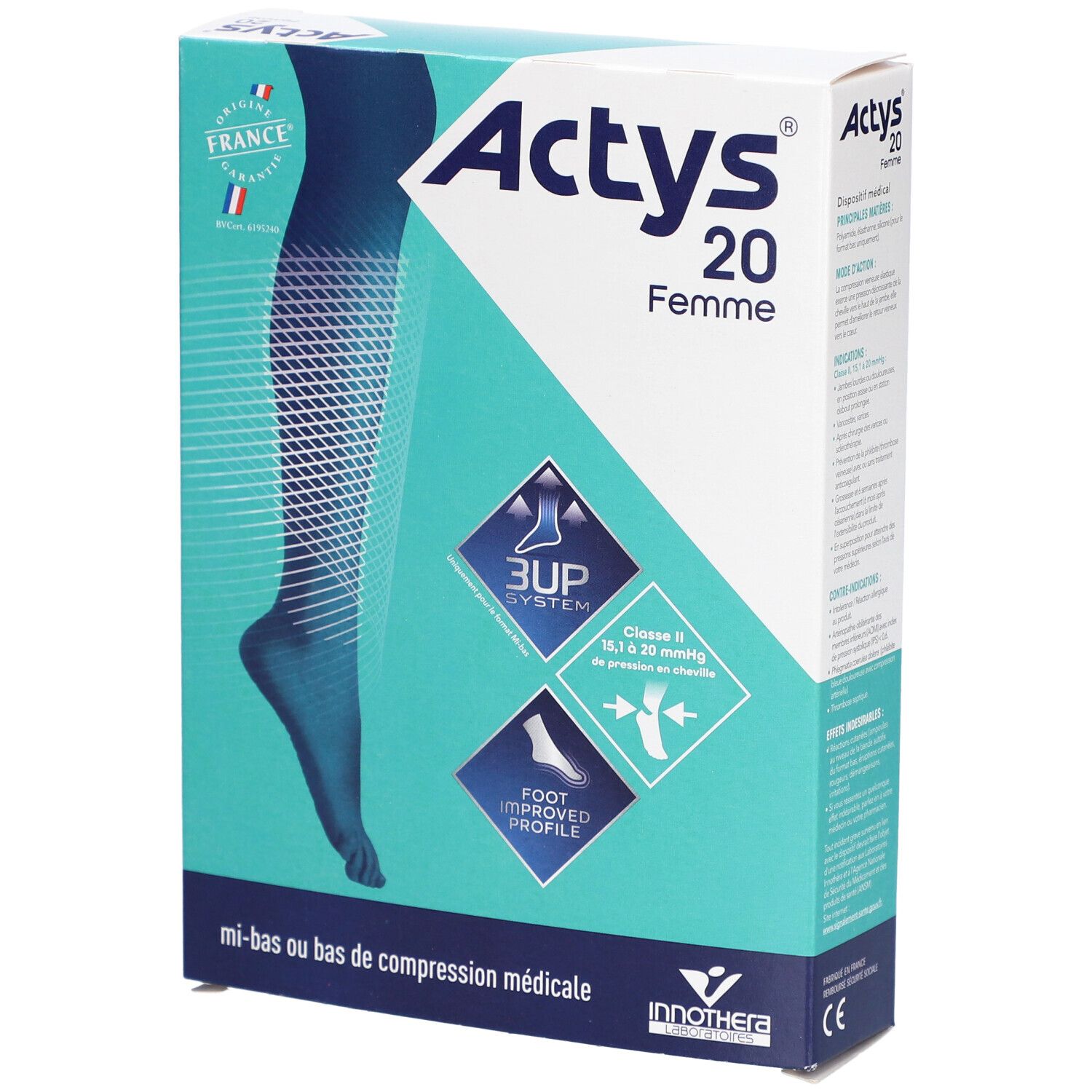 ACTYS 20 FEMME - Bas cuisse médical de compression, antiglisse, classe 2,  femme. naturel,