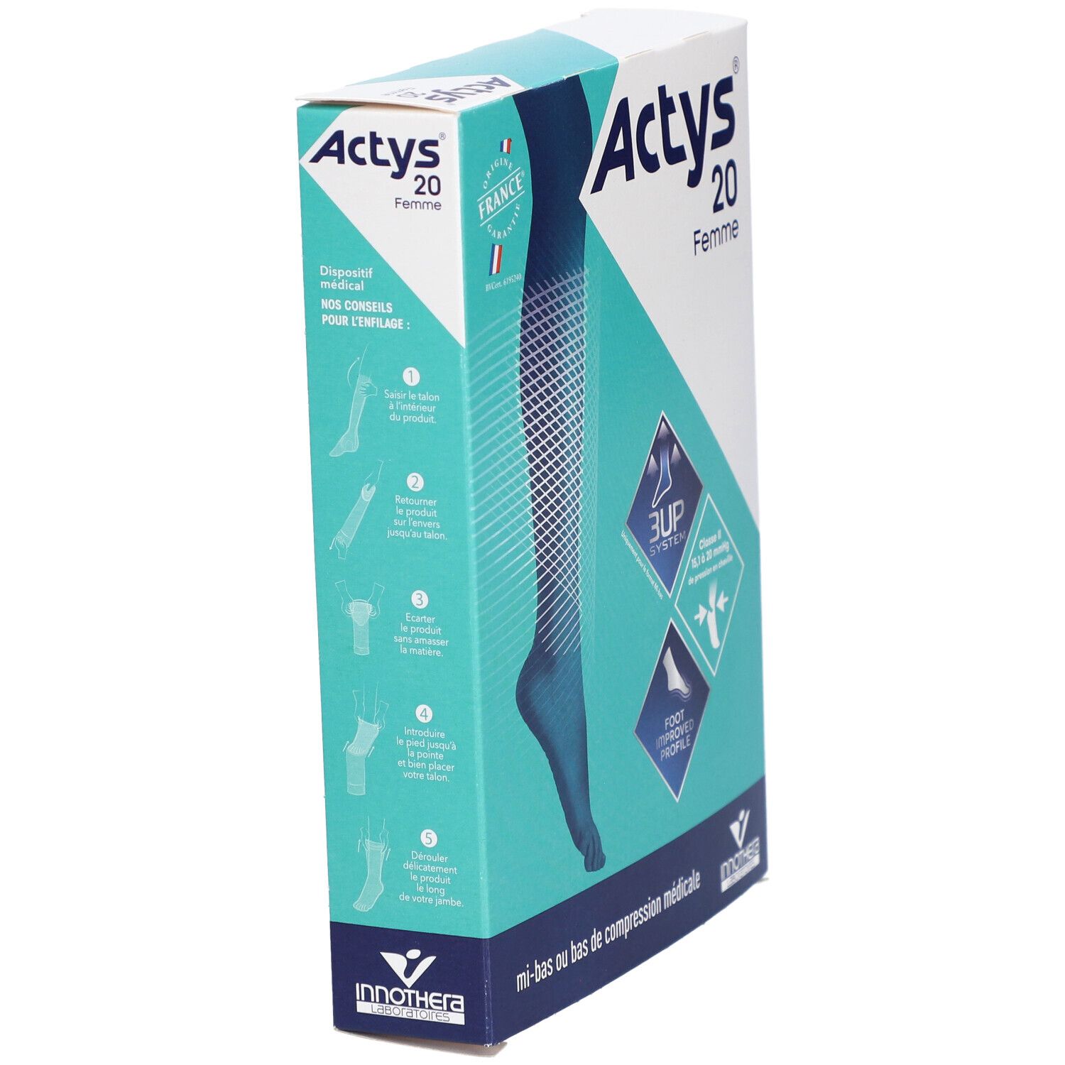 ACTYS 20 FEMME - Bas cuisse médical de compression, antiglisse, classe 2,  femme. naturel,