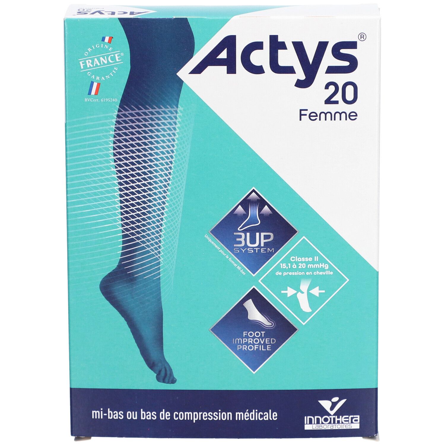 ACTYS 20 FEMME - Bas cuisse médical de compression, antiglisse, classe 2,  femme. naturel,