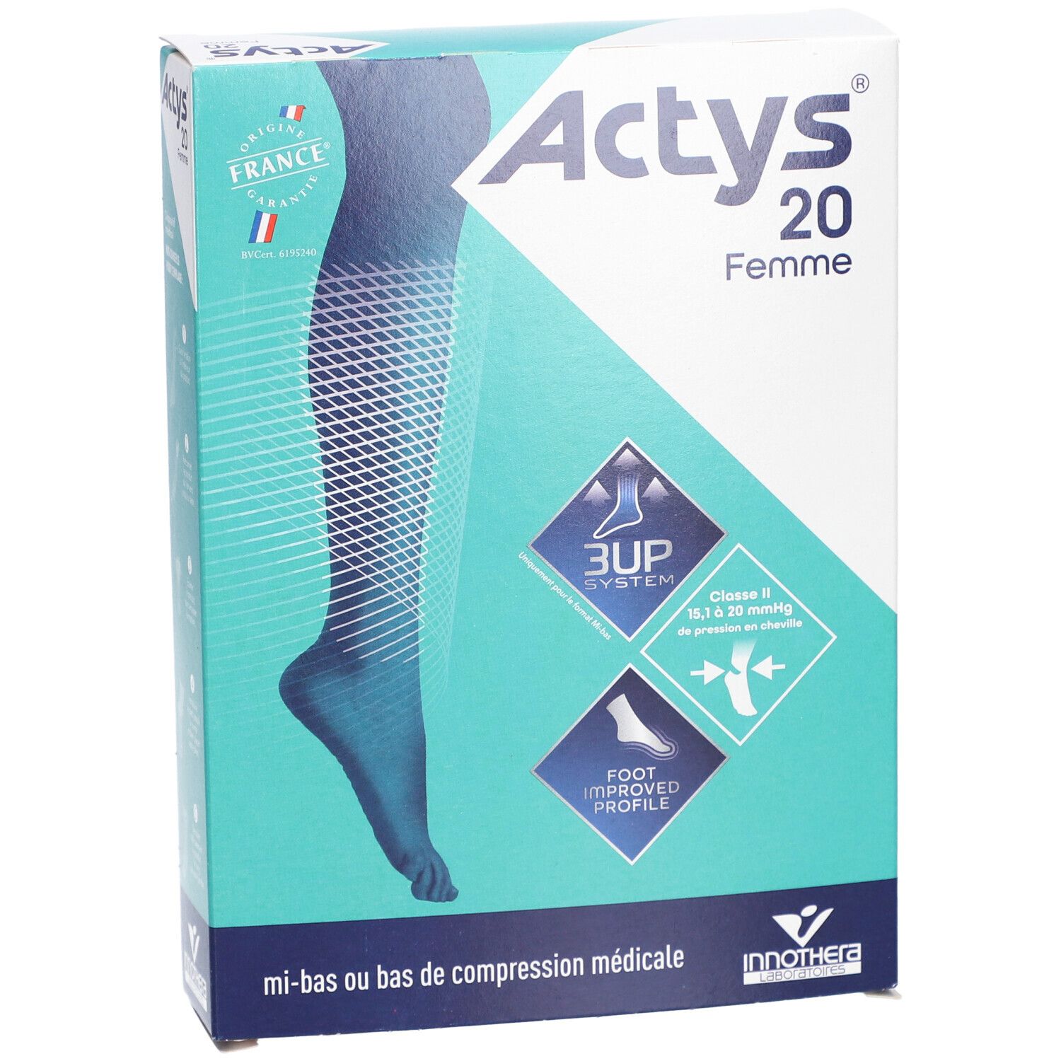 ACTYS 20 FEMME - Bas cuisse médical de compression, antiglisse, classe 2,  femme. naturel,
