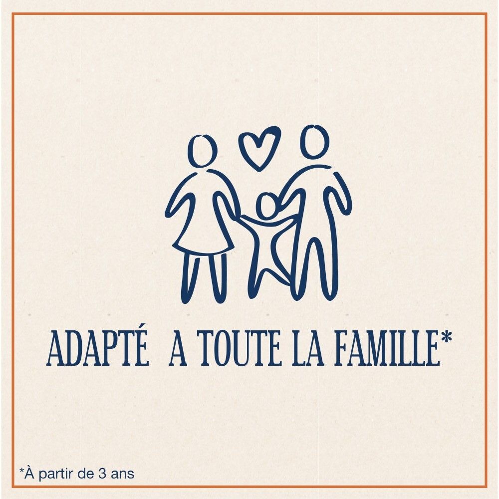 Symbole d'usage familial: Le Petit Marseillais Savon Brut Tradition adapté à toute la famille dès 3 ans.