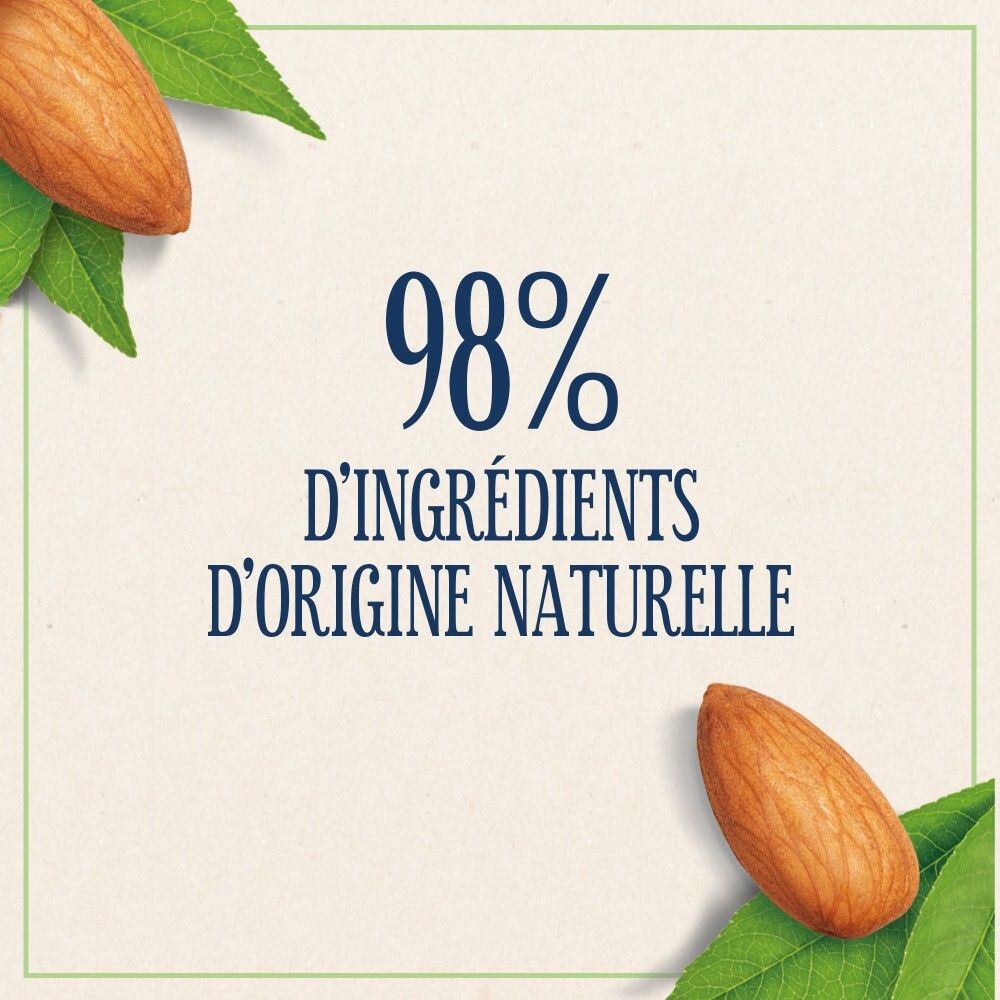 98% d'ingrédients d'origine naturelle, avec amandes et feuilles.