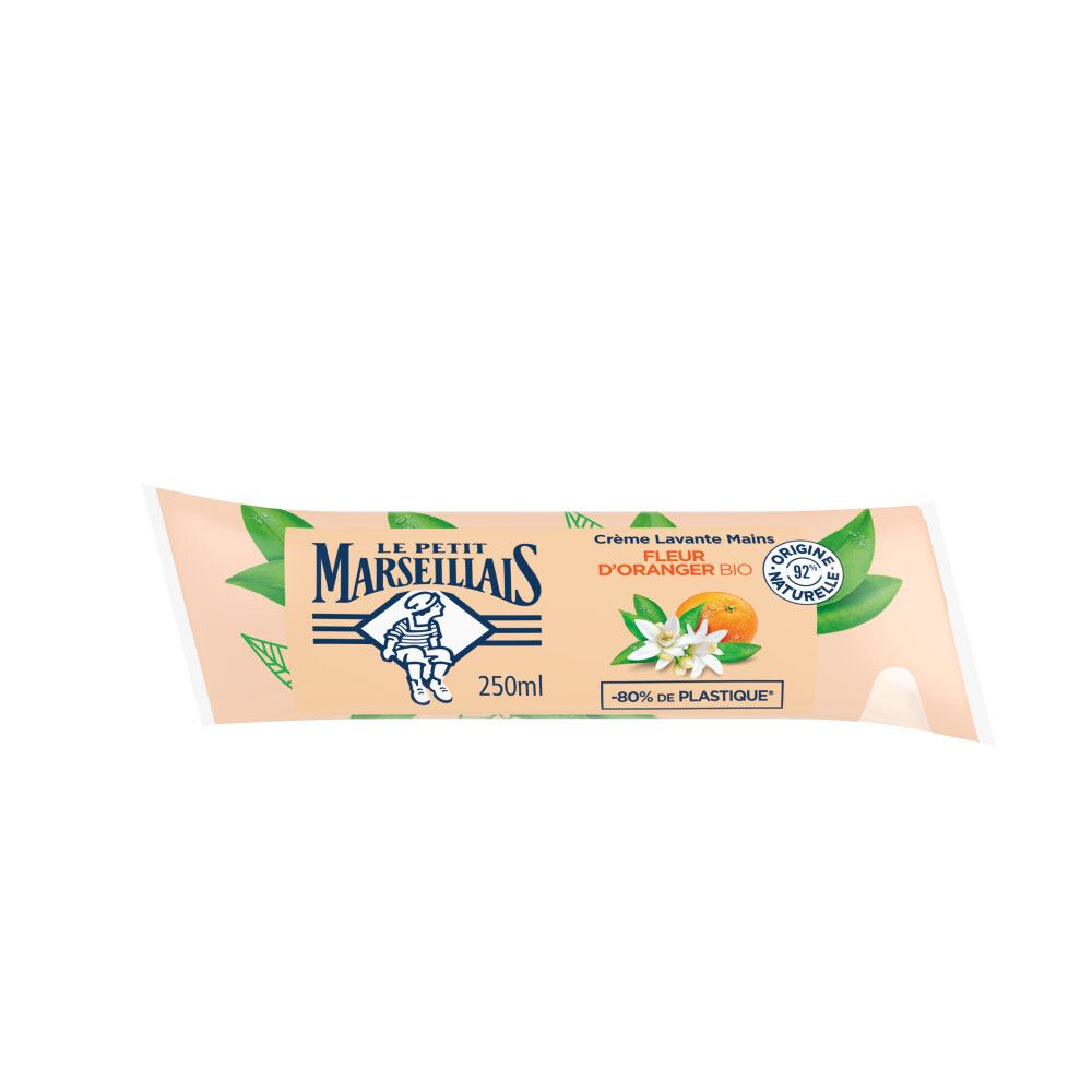 Crème lavante mains Le Petit Marseillais Fleur d'Oranger Bio, 250ml. Emballage éco-responsable.