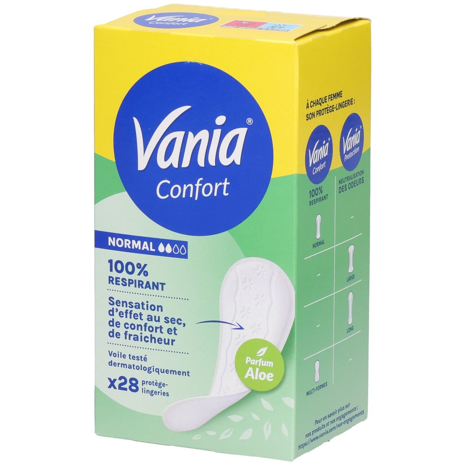 Vania Confort protège-slips Normal, 28 pièces, parfum Aloe Vera, 100% respirant.