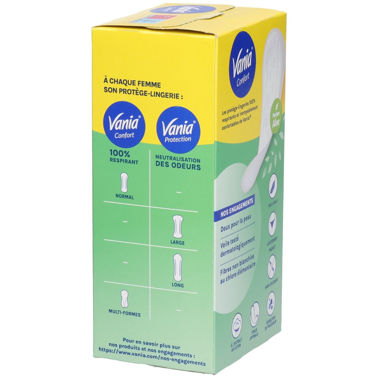 Vania Confort protège-slips Normal, 28 pièces, parfum Aloe Vera, différentes tailles.