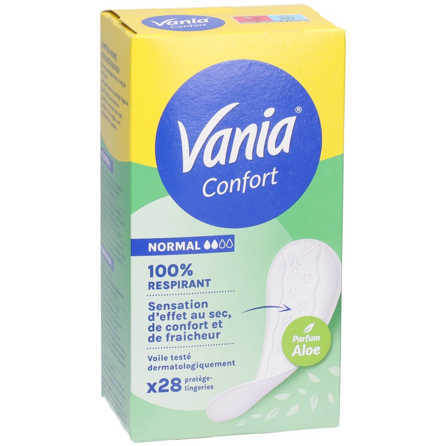 Vania Confort protège-slips Normal, 28 pièces, parfum Aloe Vera, 100% respirant.