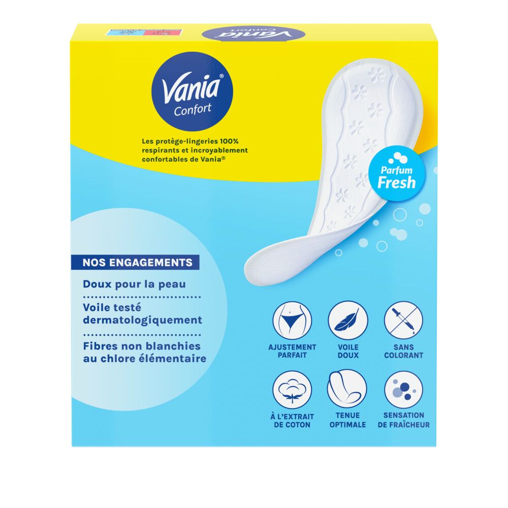Vania Confort protège-lingeries : 100% respirant, voile testé dermatologiquement, fibres non blanchies.
