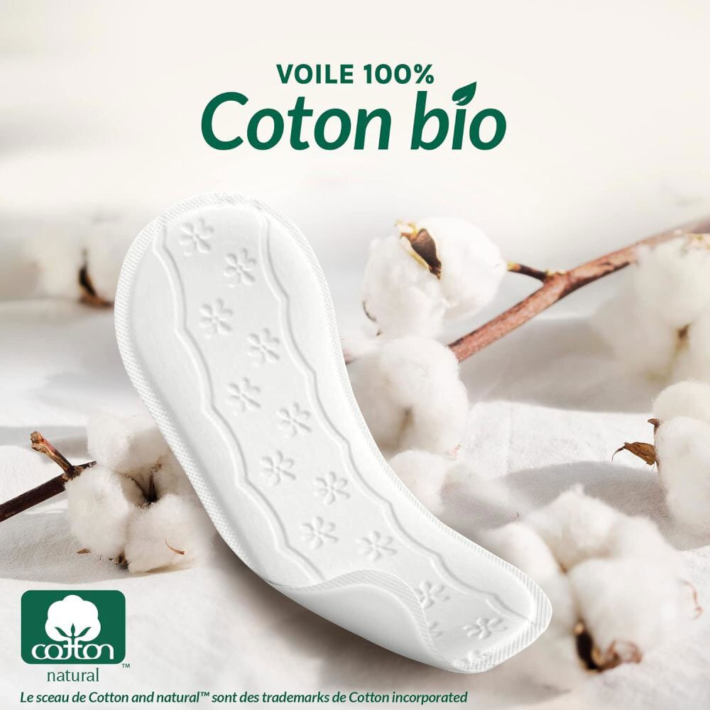 VANIA Voile 100% Coton bio Protège-slip avec sceau Coton Natural.