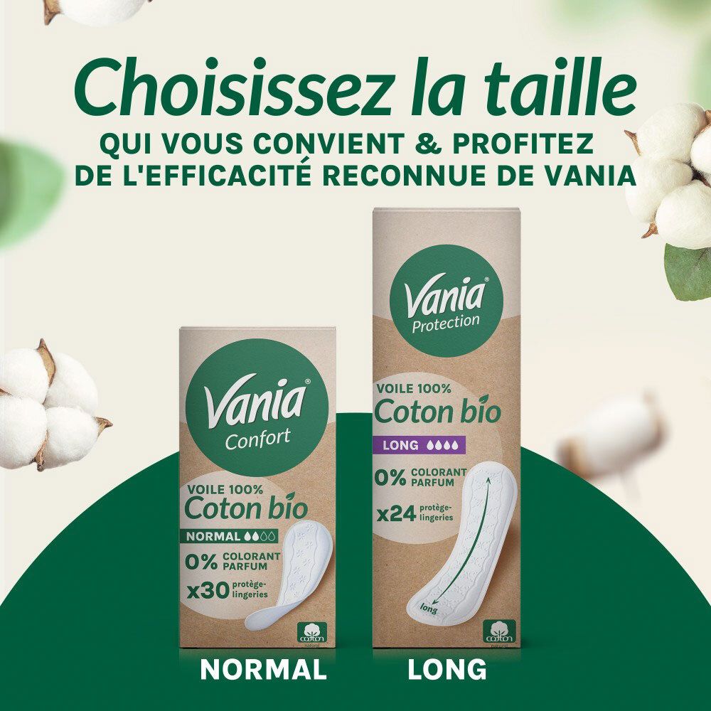 VANIA Voile 100% Coton bio: Normal (30) et Long (24).