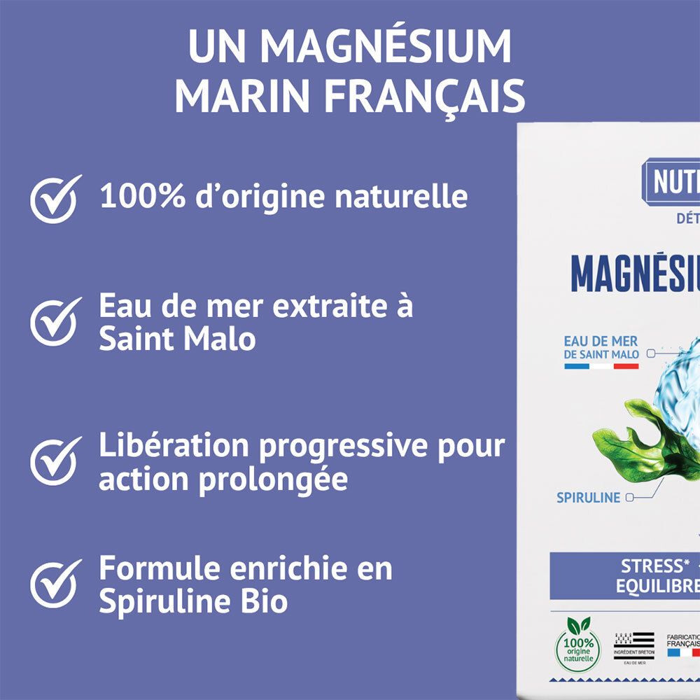 Nutrivie Magnésium Marin : 100% naturel, eau de mer de Saint Malo.