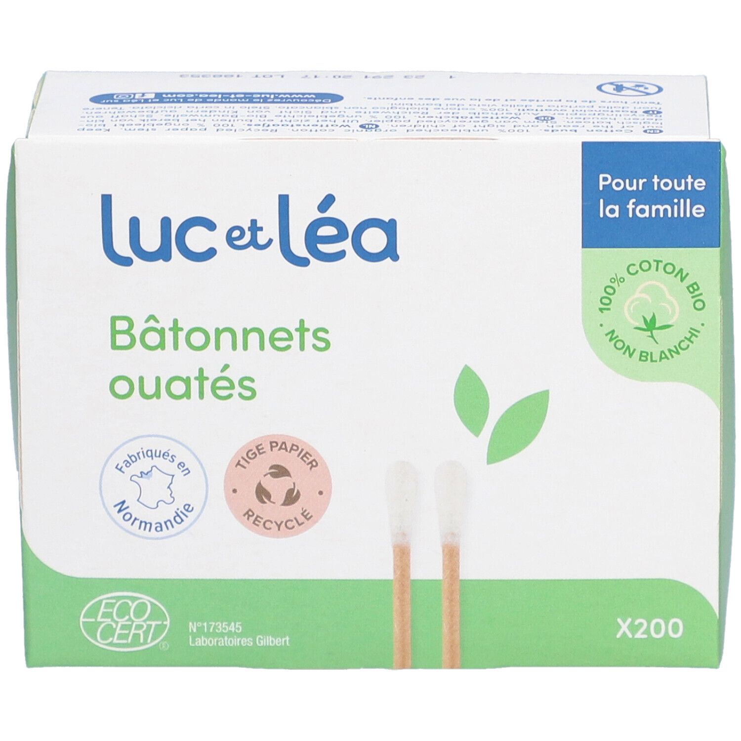 Luc et Lea Bâtonnets ouatés Tige Bambou