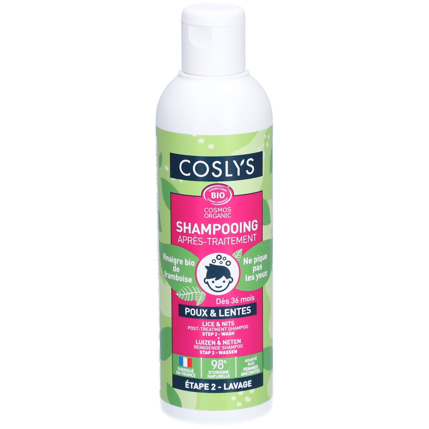 COSLYS® Shampooing Après-Traitement Poux & Lentes - Vinaigre bio de framboise