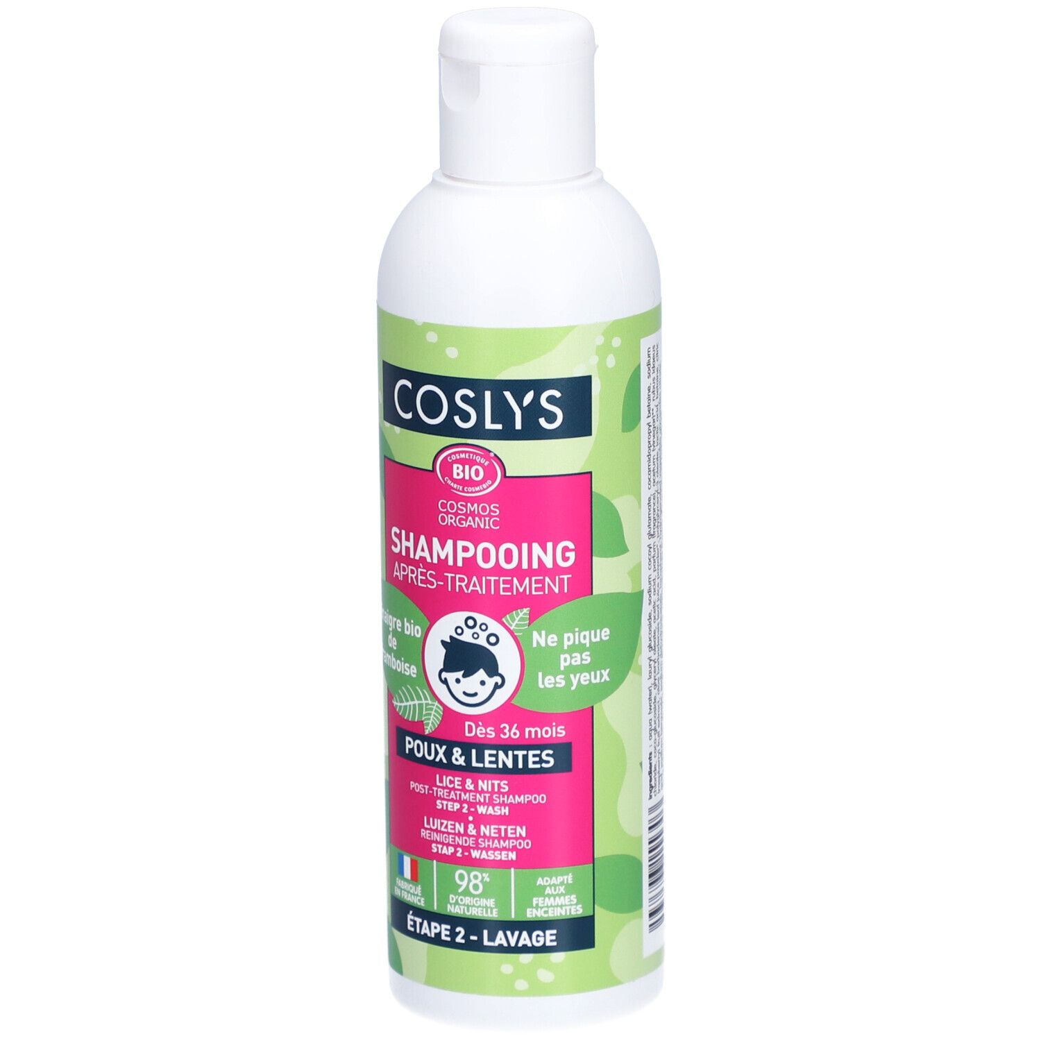 COSLYS® Shampooing Après-Traitement Poux & Lentes - Vinaigre bio de framboise