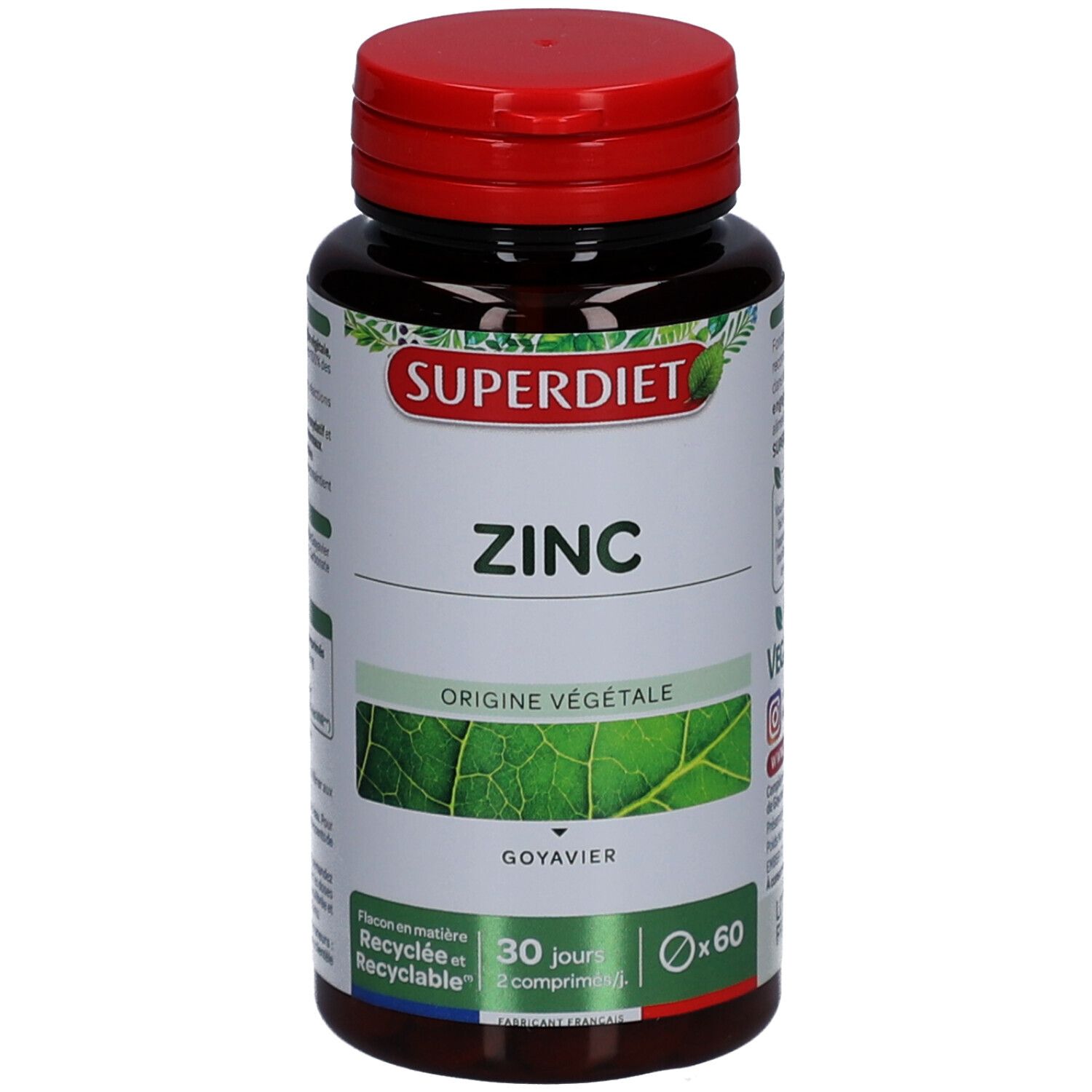 Superdiet Zinc d’Origine Végétale  – Immunité, Peau, Cheveux