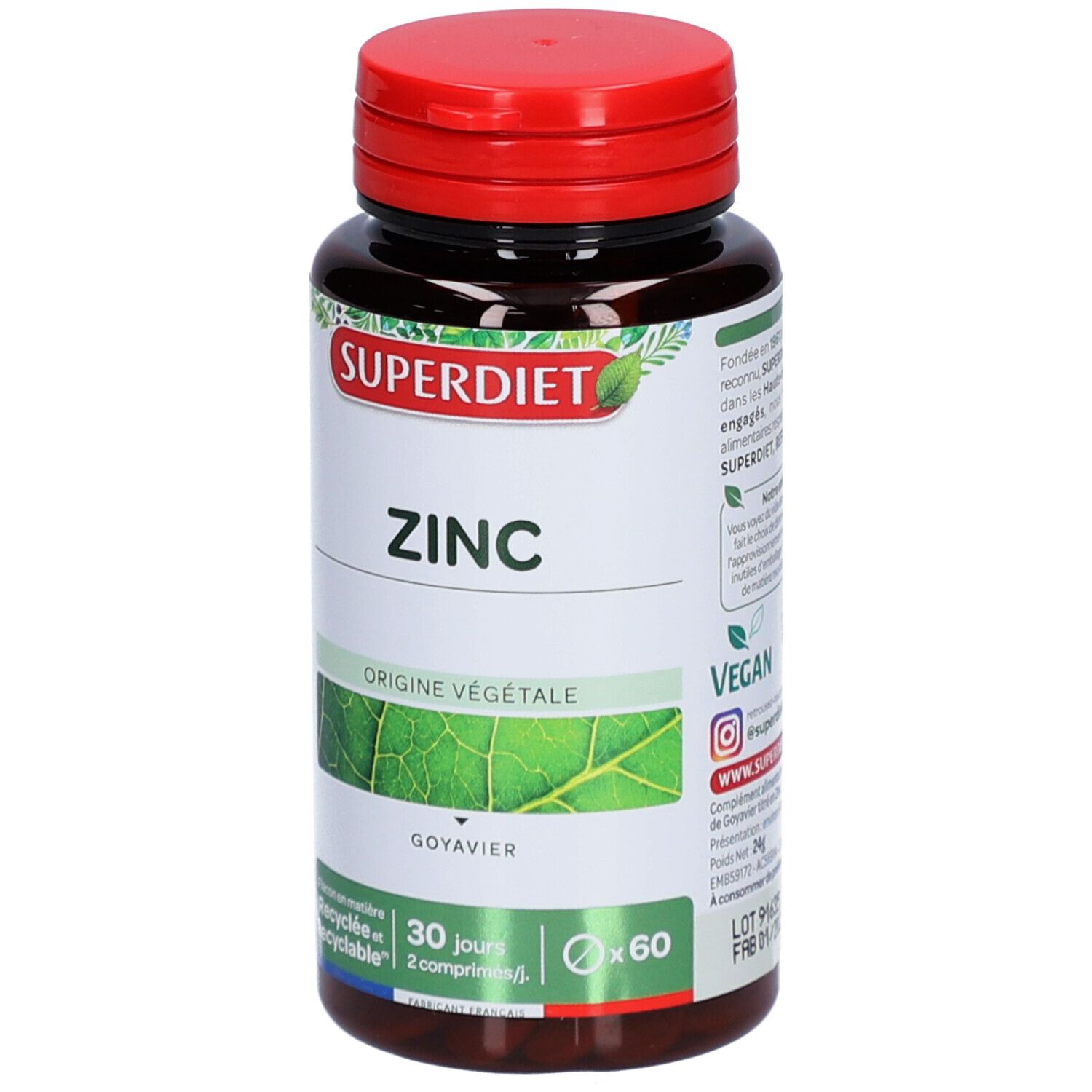 Superdiet Zinc d’Origine Végétale  – Immunité, Peau, Cheveux