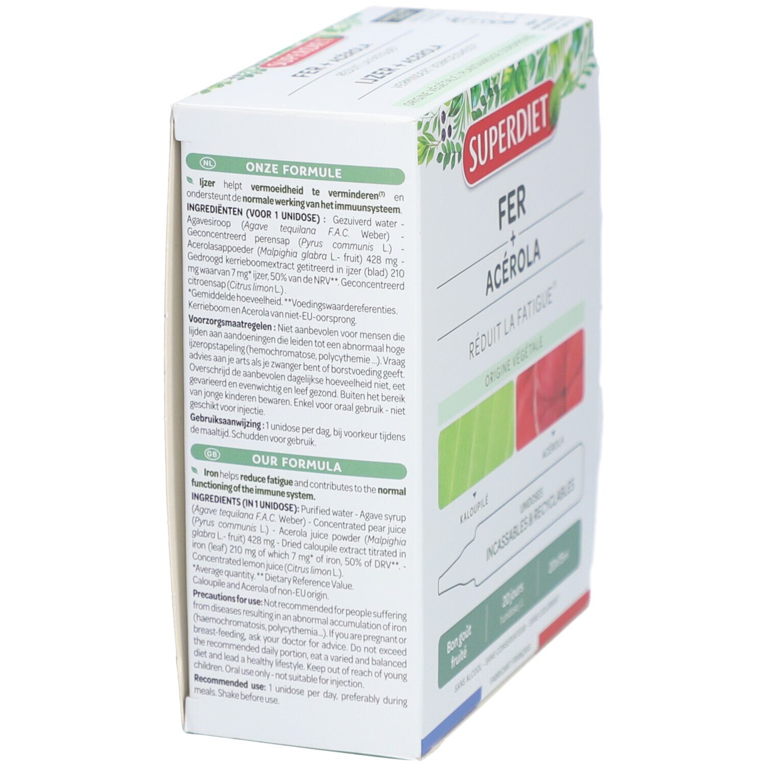Superdiet Fer + Acérola goût fruité fatigue