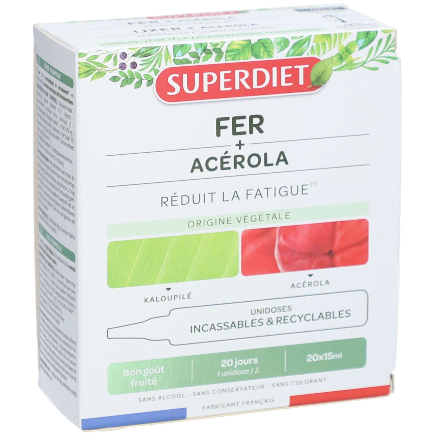 Superdiet Fer + Acérola goût fruité fatigue