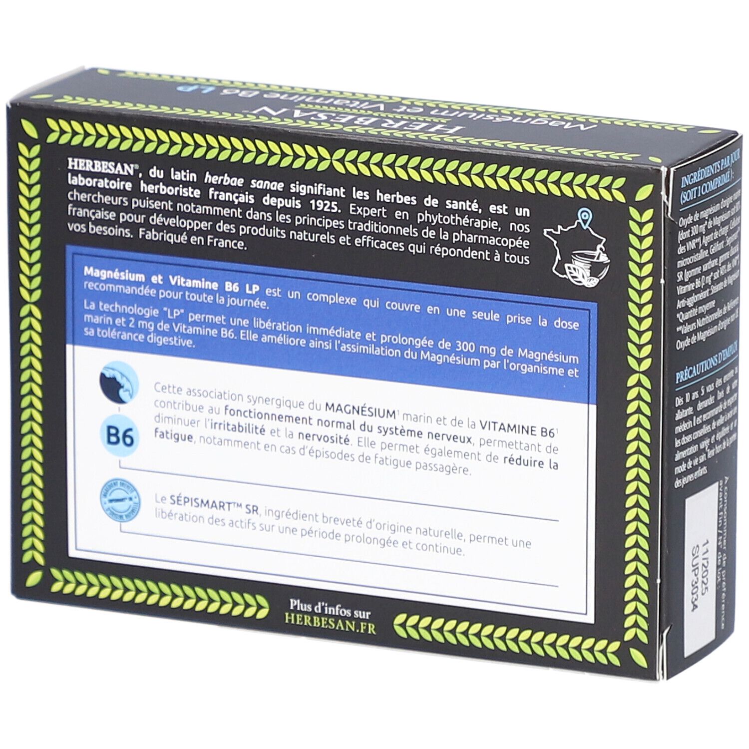 Herbesan Magnésium B6 libération prolongée anti-fatigue