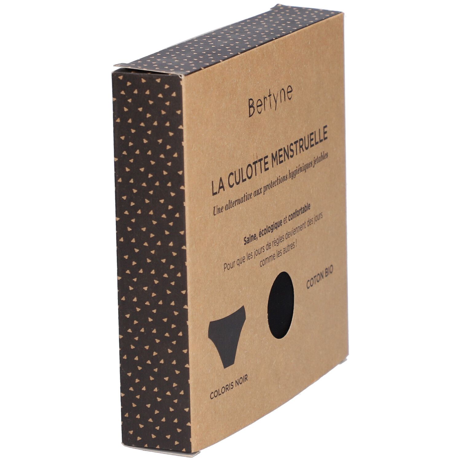 BERTYNE La Culotte Menstruelle - Coton bio - Flux moyen - Taille XXS - Noir