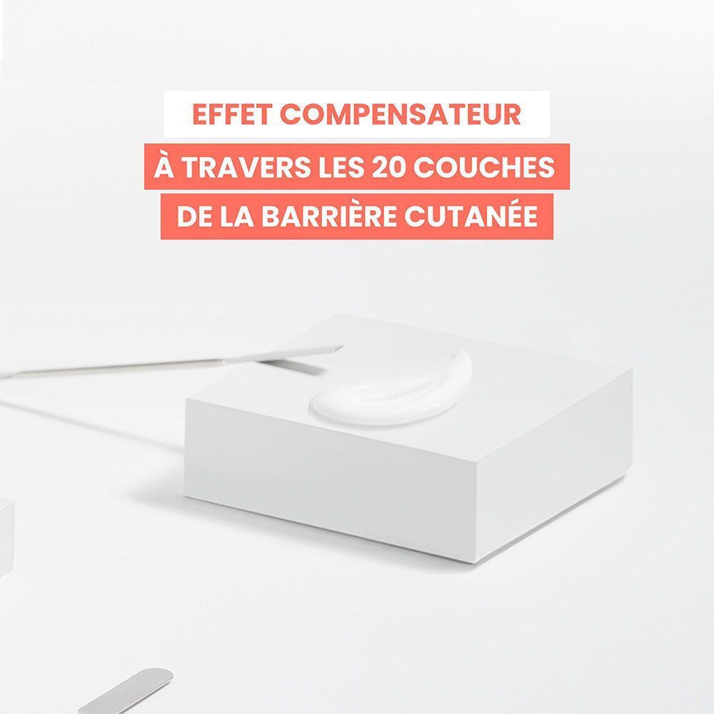 Effet compensateur à travers 20 couches de la barrière cutanée.
