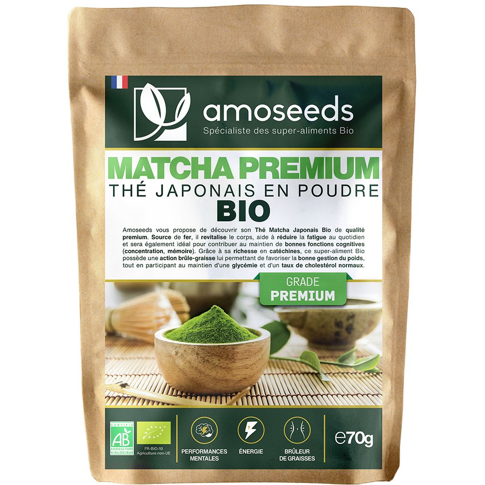 AROMASEEDS Thé Matcha Japonais en Poudre Bio Premium