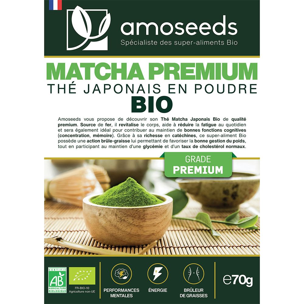 AROMASEEDS Thé Matcha Japonais en Poudre Bio Premium