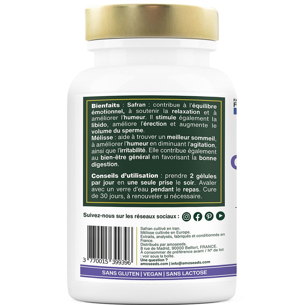 amoseeds COMPLEXE ZEN BIO, SAFRAN ET MÉLISSE