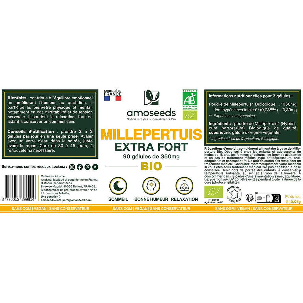amoseeds MILLEPERTUIS BIO, EXTRA FORT