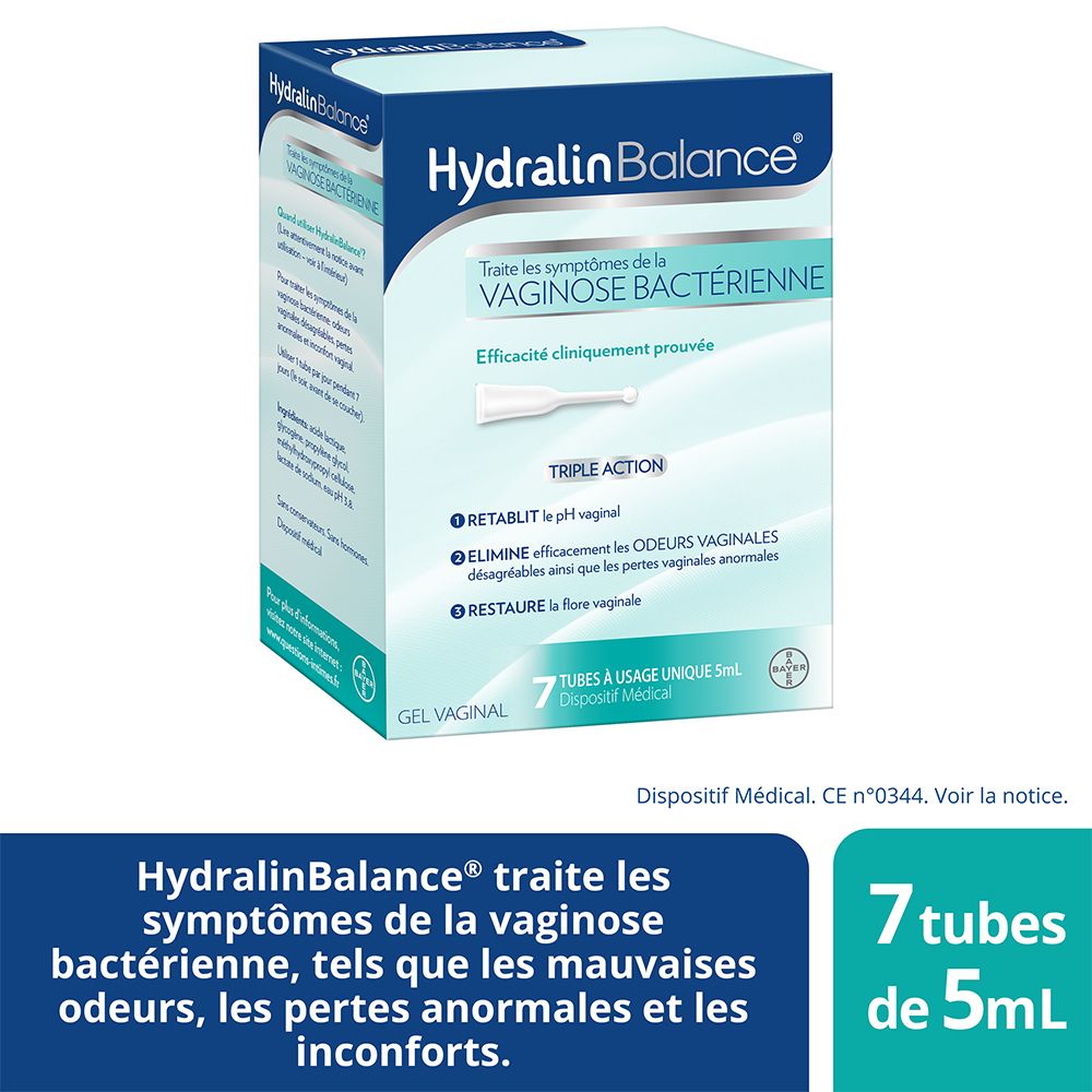 Hydralin Balance Gel Vaginal Contre Vaginose Bactérienne Triple Action 7 tubes