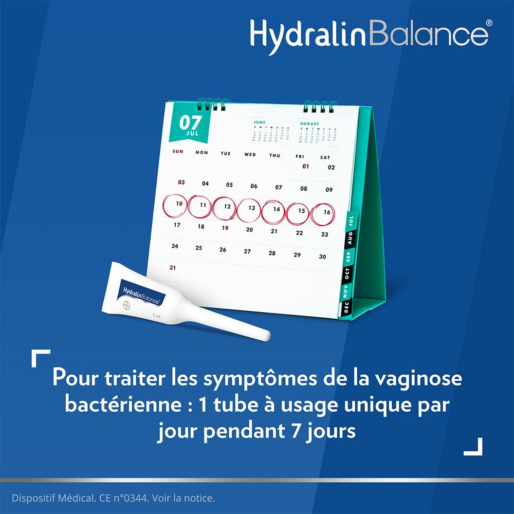 Hydralin Balance Gel Vaginal Contre Vaginose Bactérienne Triple Action 7 tubes