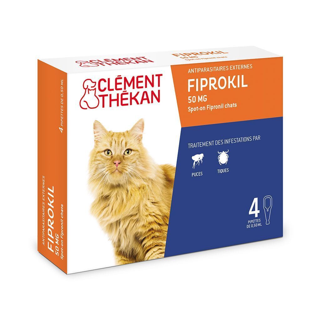 Fiprokil Spot-on pour chats, 4 pipettes de 0,50 ml. Image de chat.