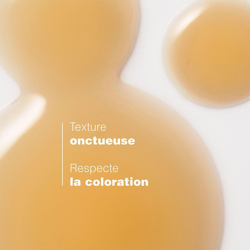 Gouttes de liquide. Texte: Texture onctueuse, Respecte la coloration.