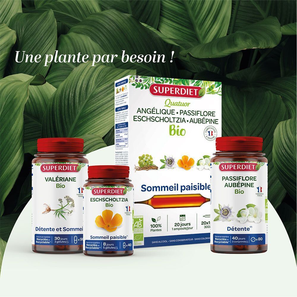 SUPERDIET Mélatonine et autres produits SUPERDIET pour un sommeil paisible.